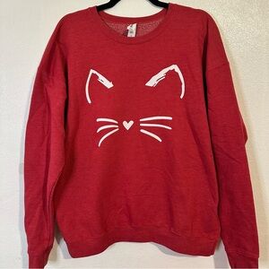 Red Cat Face Sweatshirt